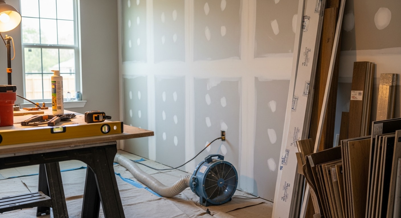 A remodeled interior living space in a Tallahassee home showing updated flooring, fresh wall finishes, and an open layout completed by Southern Property Solutions LLC. The room reflects practical material choices suited to North Florida's humid climate.